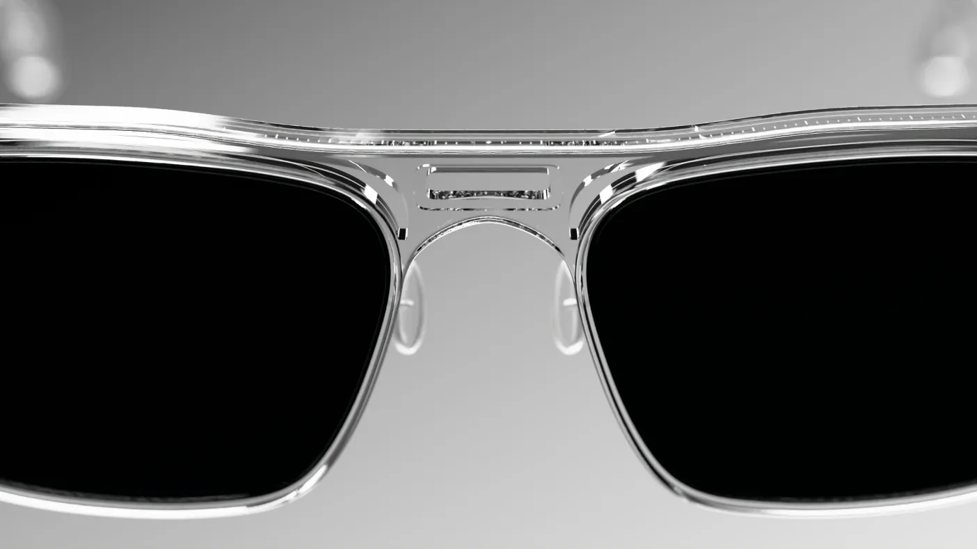 Close up of the bridge and the clear nose pads.