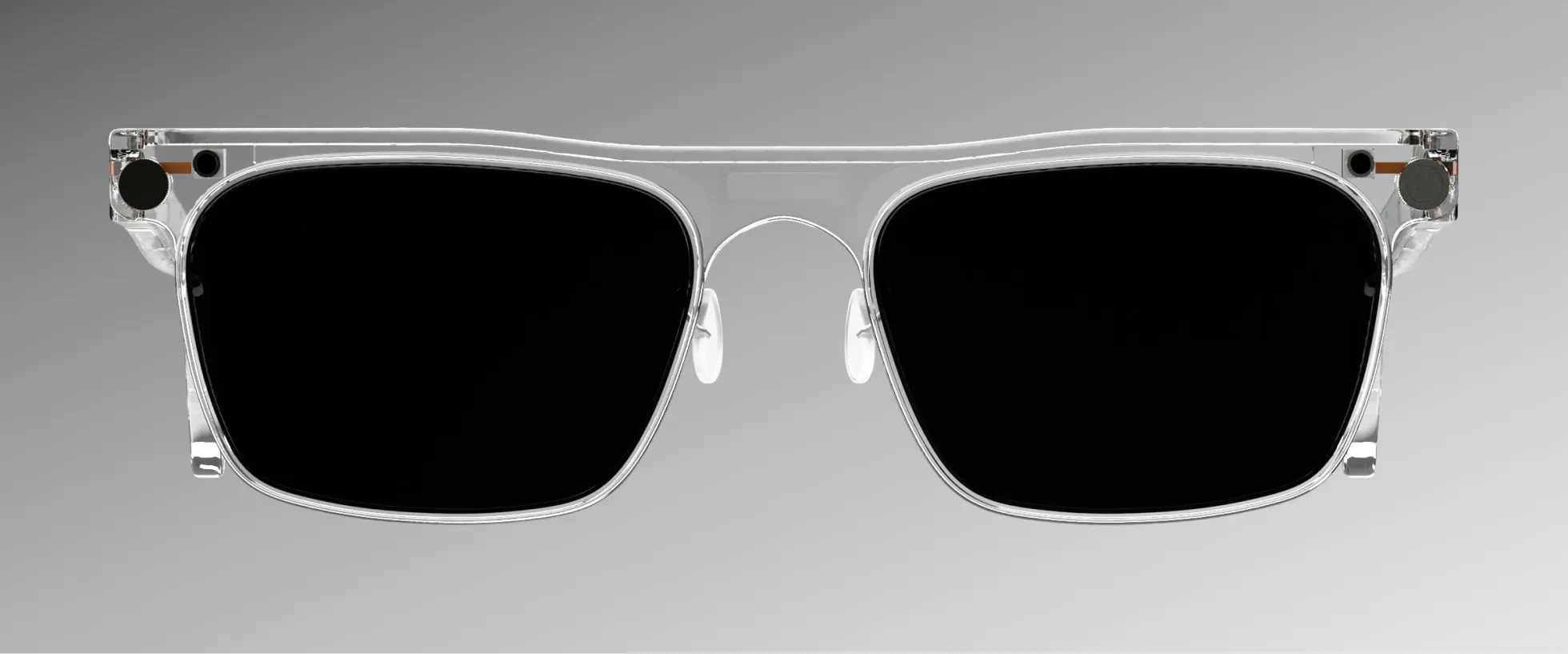 Senro PRO from the front, a clear frame with dark lenses.