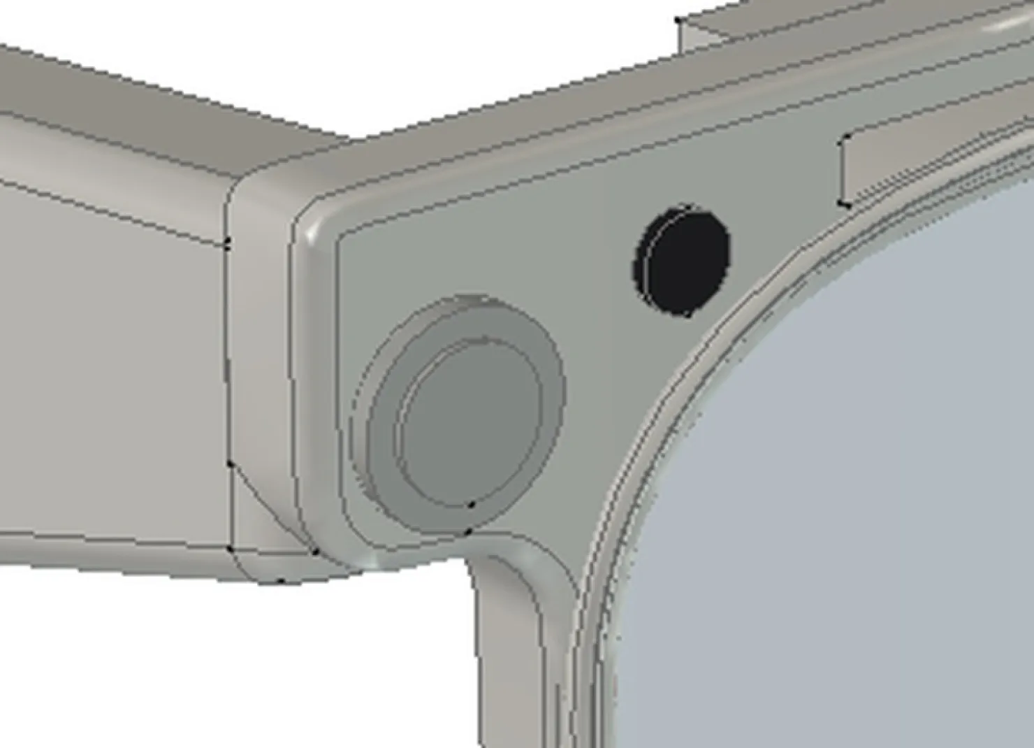 The same corner with a smooth curvature continuous blend.