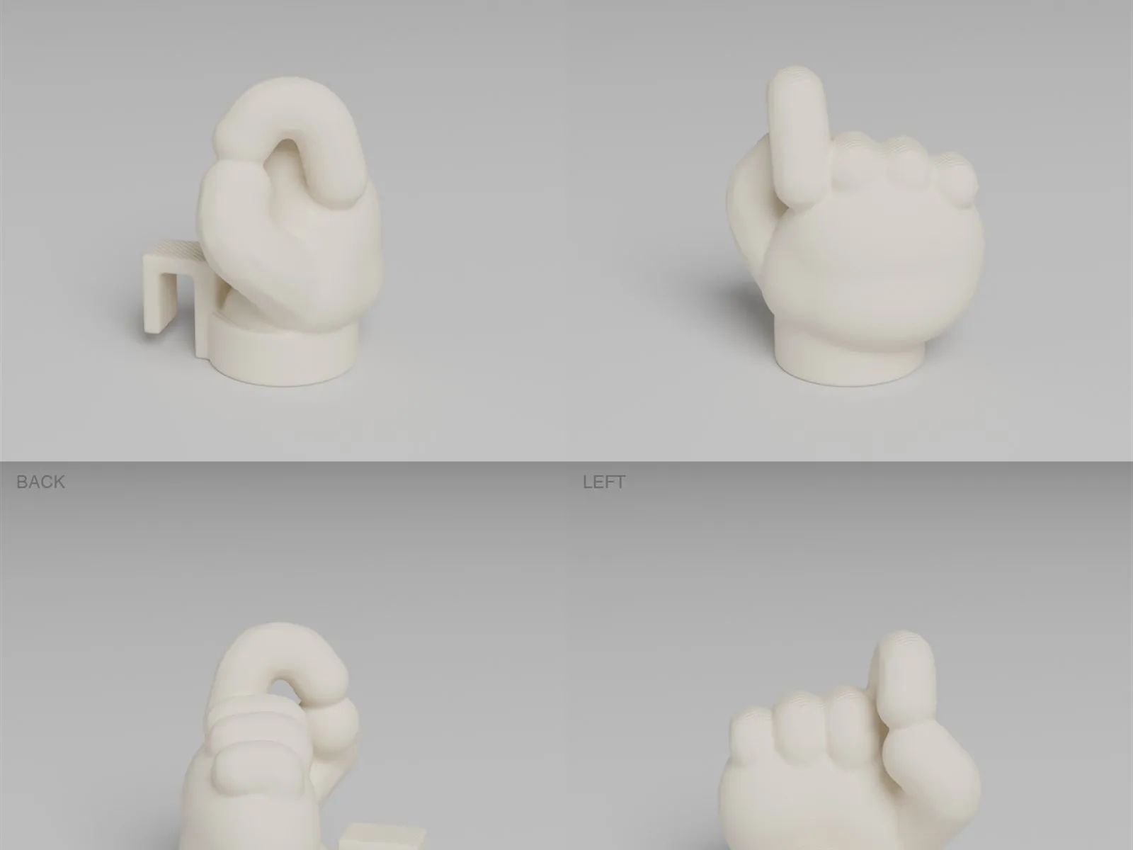 The pinch gesture seen from four sides.